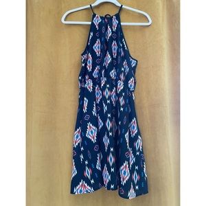 Forever 21 short Halter dress - geometric design blue small